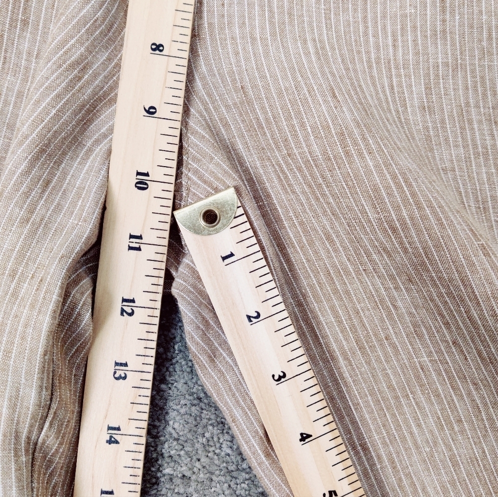 Esprit Women's Pinstriped Linen Wide Leg Pants Size 10 Tan Cream Business Casual - Picture 7 of 13